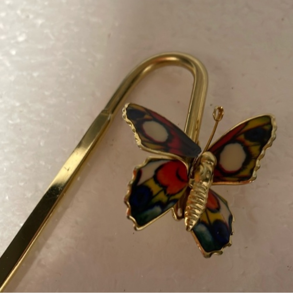 Gold-tone Butterfly BookMark: The butterfly: Red Blue Green Orange Yellow Black